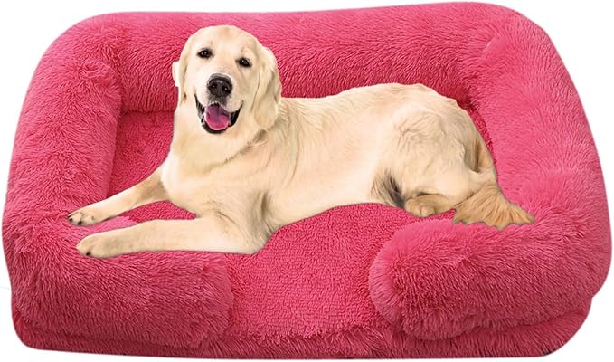 Dog Beds Large Sized Dog Orthopedic, Sofa Dog Bed with Waterproof Lining and Nonskid Bottom, Rectangle Washable Dog Bed for Medium Small Dogs and Cats Comfortable (Color : Red, Size : 17 x 15)