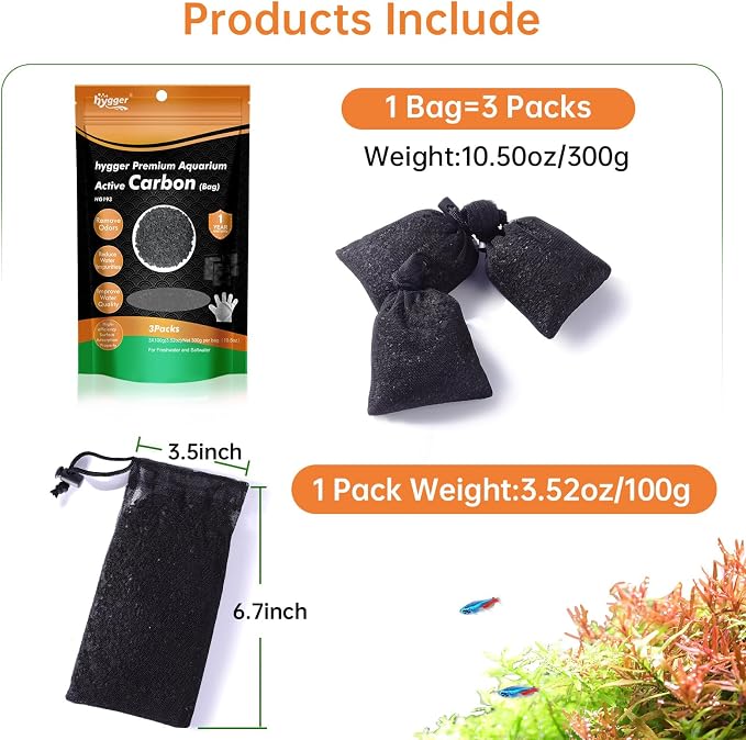 hygger Aquarium Activated Carbon, Premium Natural Coconut Shell Activated