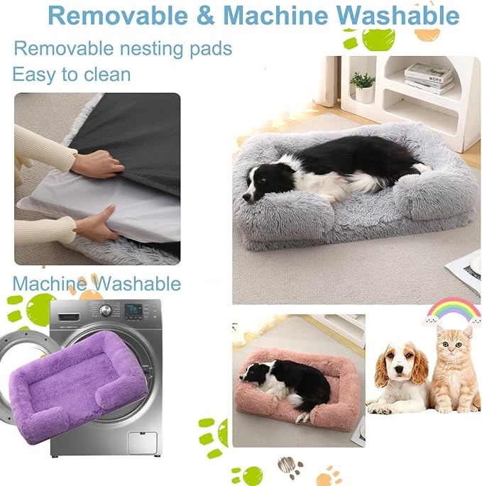 Dog Beds Large Sized dog Orthopedic, Sofa Dog Bed with Waterproof Lining and Nonskid Bottom, Rectangle Washable Dog Bed for Medium Small Dogs and Cats Comfortable ( Color : Purple , Size : 51 x 35" )