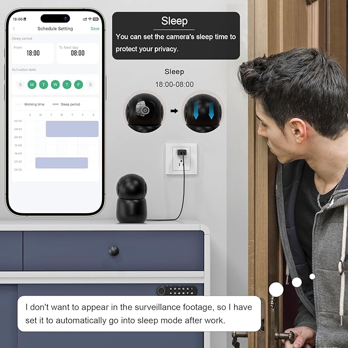 Pet Camera Indoor, Security Camera Wireless with 2k 360 Translation 90 Tilt Auto Tracking Motion Detection Night Vision Live Notice Schedule Share View, Pet Camera With Phone App 2.4GHz, 2 Pack
