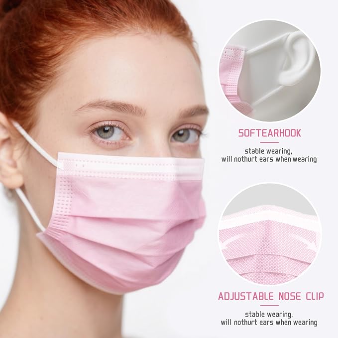 NNPCBT 5 Color Disposable Face Masks 100 Pack, 3-Ply Breathable Mask