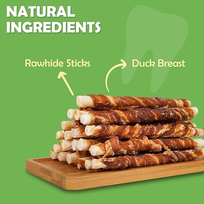 MON2SUN 5 Inch Duck Wrapped Rawhide Dog Treats for Puppy and Small Dogs, Promotes Dental Health, Healthy Snacks 14.11 oz (Pack of 2)
