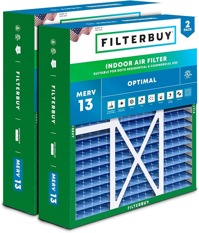 Filterbuy 22x24x5 Air Filter MERV 13 Optimal Smoke & Allergy Defense,