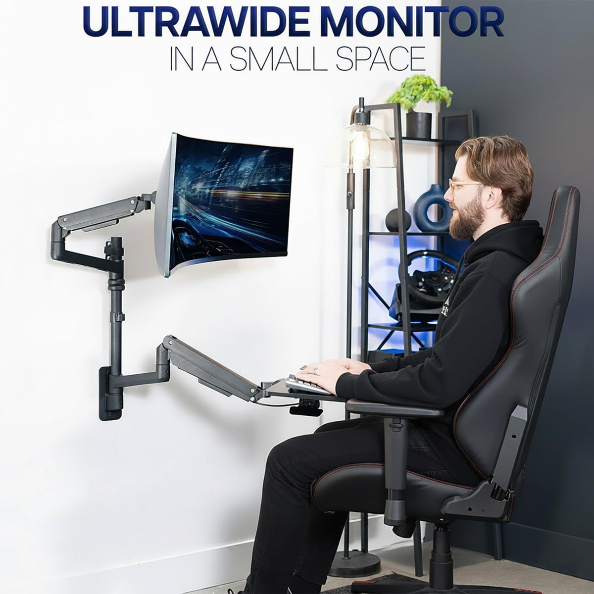 VIVO Ultrawide Wall Mount with Tray, Up to 49 in Screens, MOUNT-V120KB35C