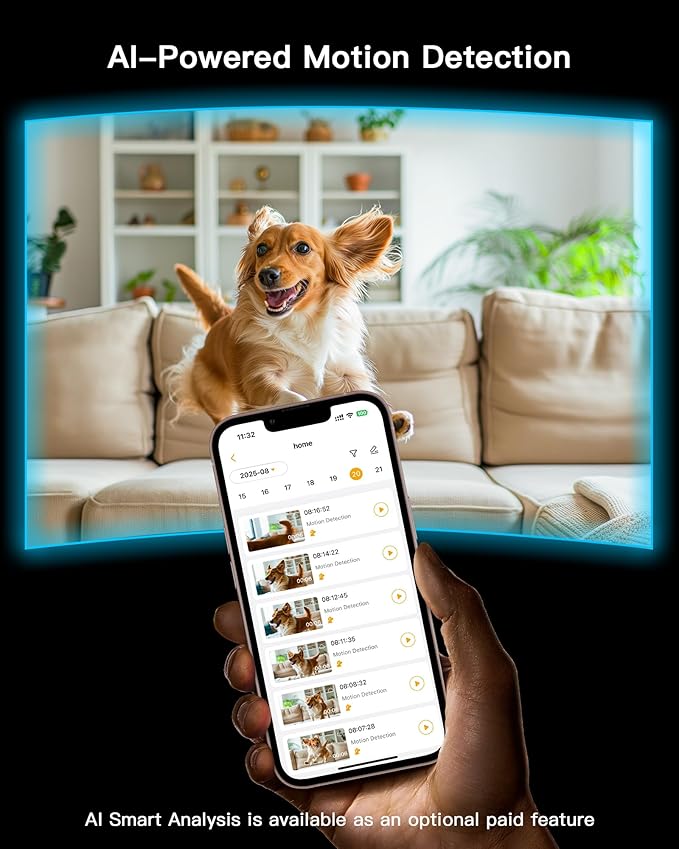 ARENTI 5G 4MP Pet Camera 2 Pack, No Subscription Indoor Security Camera for Dog/Cat/Baby, Free Phone App, Dual-Band WiFi, Auto Tracking, Super Night Vision, 2-Way Talk, 64G Local Storage(P2Q 64G 2PC)