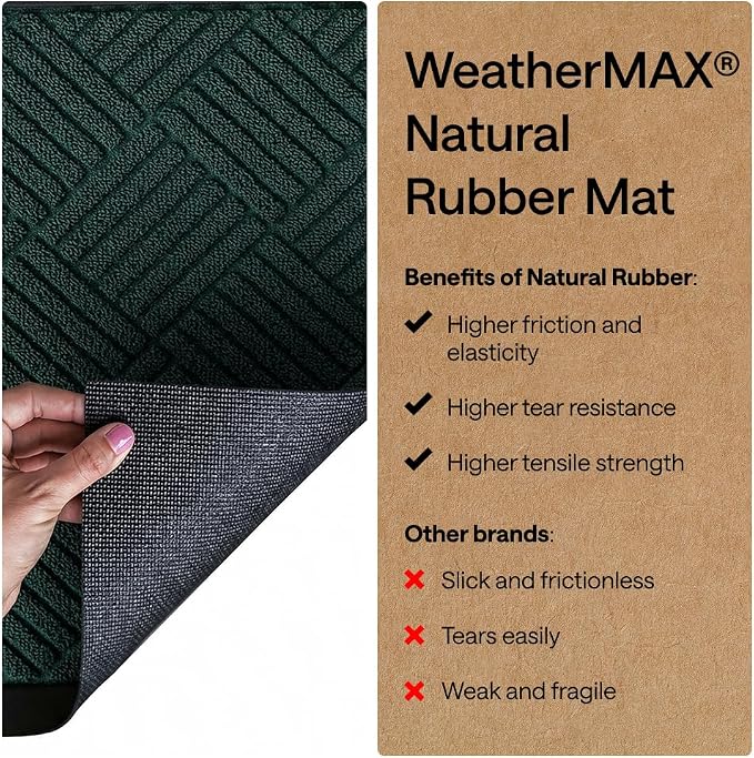 GORILLA GRIP 100% Waterproof All-Season WeatherMAX Doormat US Designed Natural