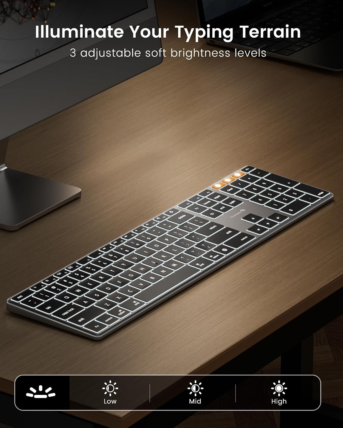 ProtoArc K110-A Backlit Wireless Keyboard for Mac, Aluminum, Space Gray