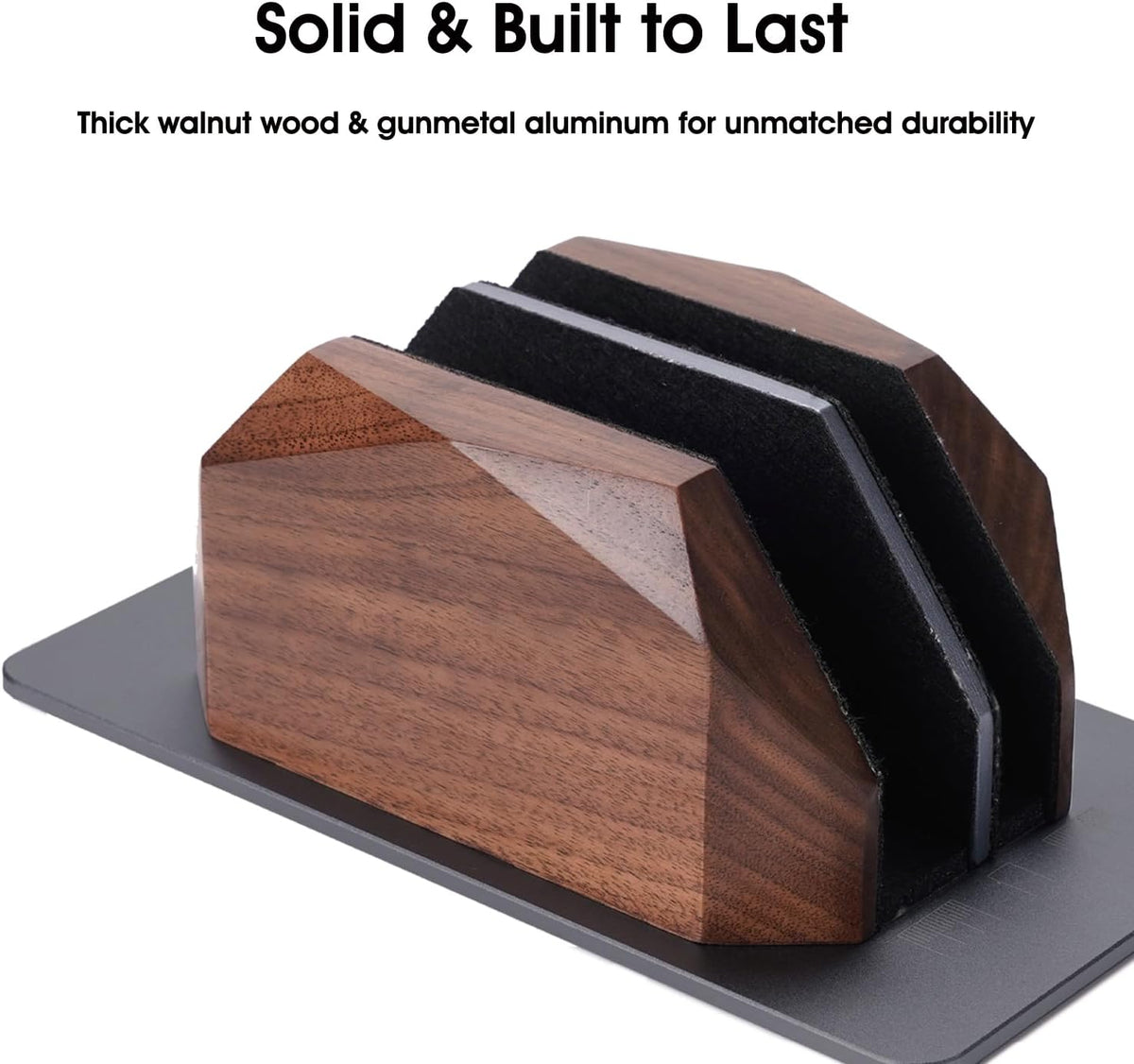 Walnut Vertical Laptop Stand, Dual Slot Wood Laptop Holder for Desk