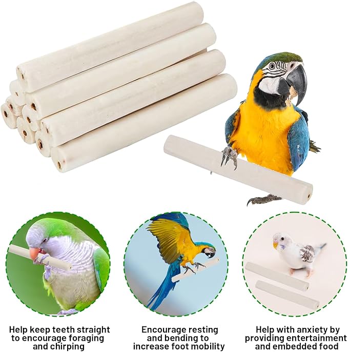 20 Pieces Bird Parrot Chew Toy Sola Sticks, Natural Parrot Soft Chew Shredding & Foraging Toy, Bird Foot Toys for Cockatiel Conure Quaker Budgie Parakeet Bunny Guinea Pig Chinchilla Rabbit