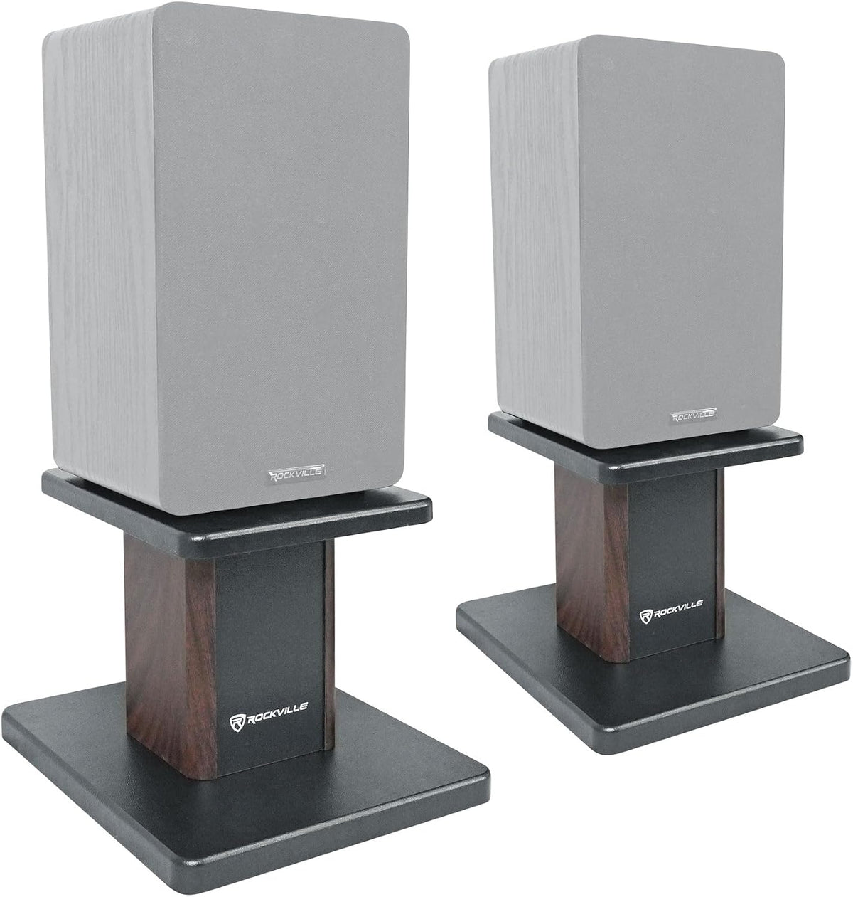 Rockville RHT8D Pair 8" Dark Wood Desktop Speaker/Studio Monitor Stands