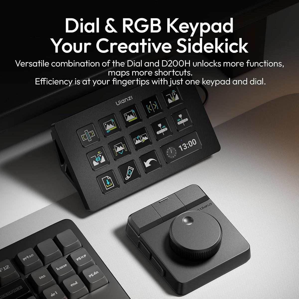 ULANZI D100H Video Editing Keyboard with Dial Knob Wireless Bluetooth
