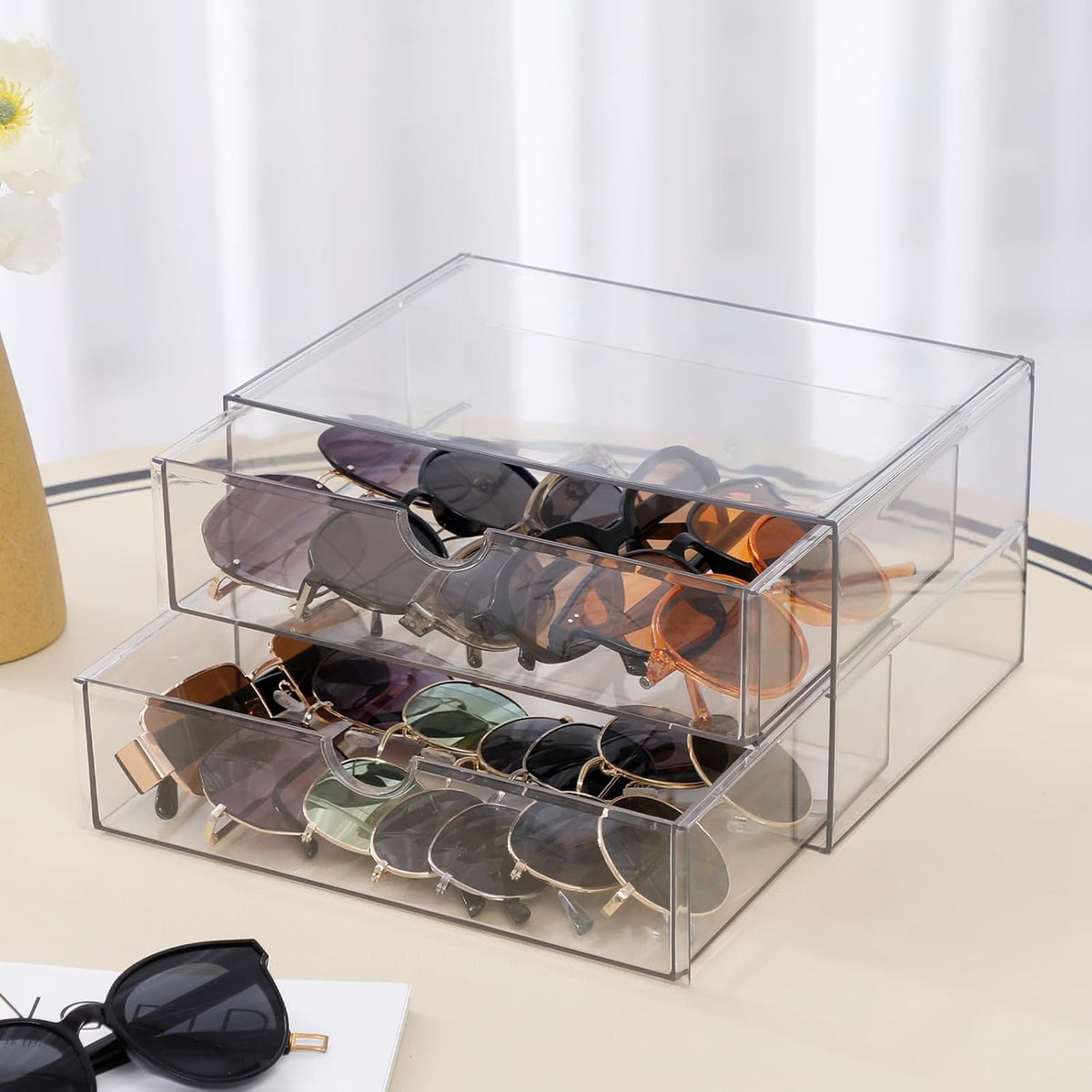 Clear Plastic Drawer Organizer, 4 Drawers
