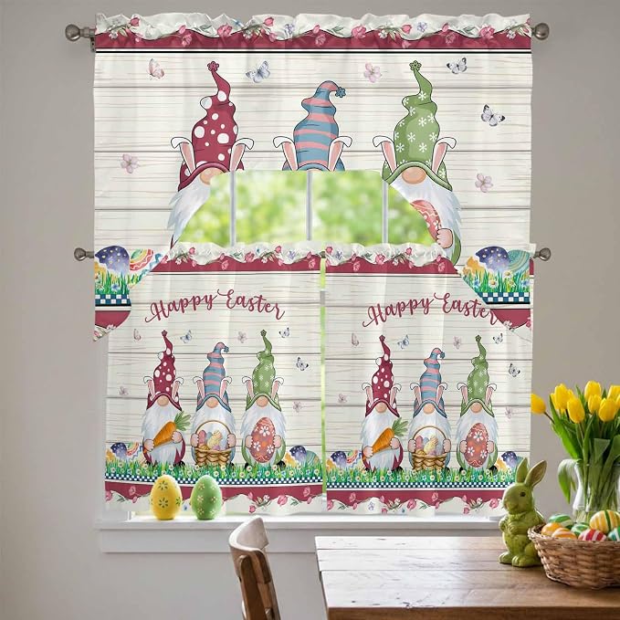 Swag Valance Curtains, Happy Easter Gnomes