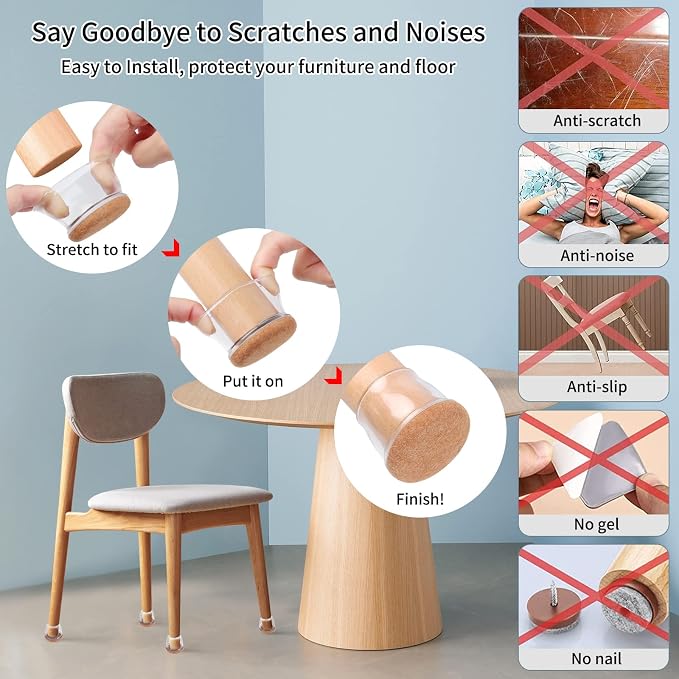Ezprotekt 8 Pcs Extra Large Chair Leg Protectors