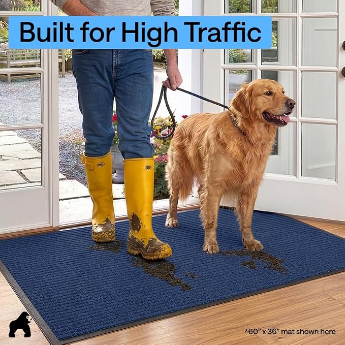 GORILLA GRIP Waterproof Traffic Guard Door Mat, 2 Pack Heavy Duty Entryway Mats