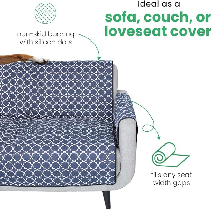 Molly Mutt 3-Seater Non-Slip Furniture Protector and Couch Cover for Dogs & Pets – Durable 100% Cotton Canvas and Non-Toxic Materials - 70” Wide x 78” Long