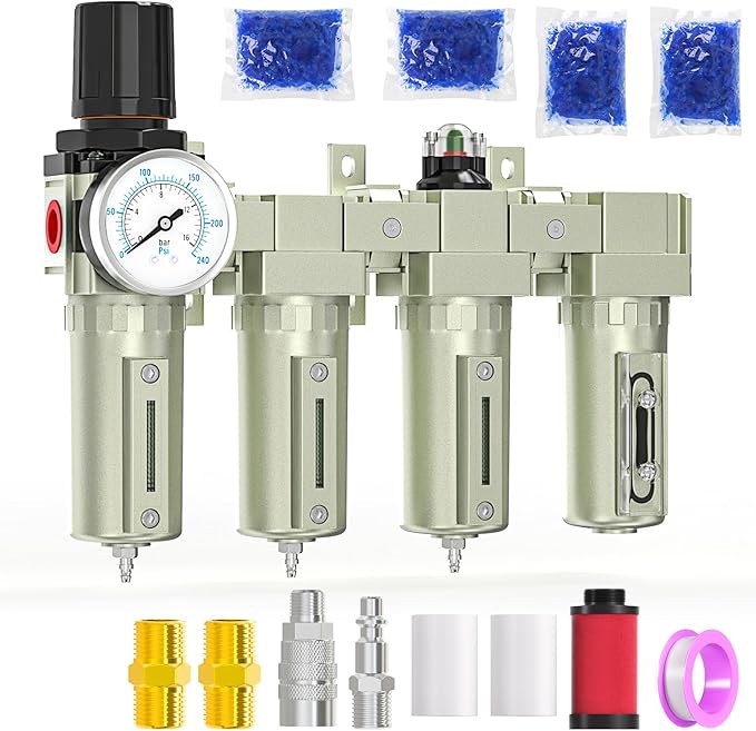 4 Stage Air Drying System 3/4" NPT Heavy Duty Industrial Grade, Coalescing