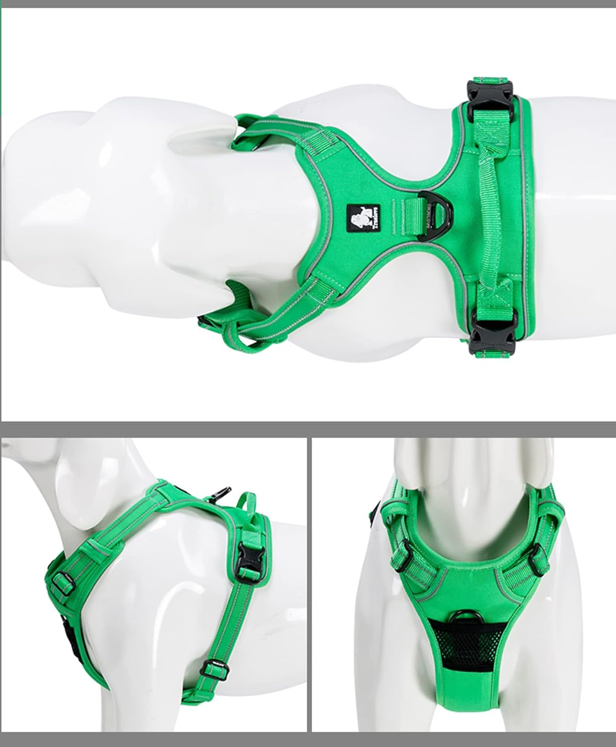 TRUE LOVE Adjustable No-Pull Dog Harness Reflective Pup Vest Harnesses Comfortable Control Brilliant Colors Truelove TLH5651(Grass Green,M)