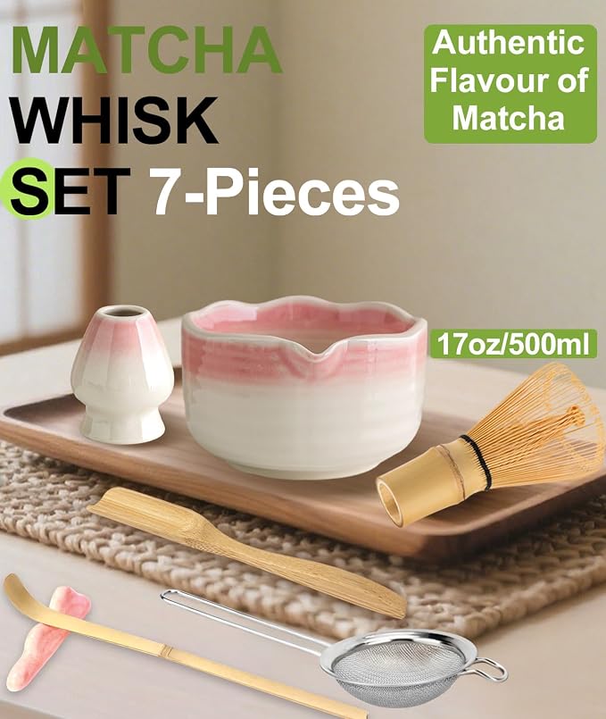 JBER Matcha Whisk Set, Handmade Whisk 100 Prongs, Sifter