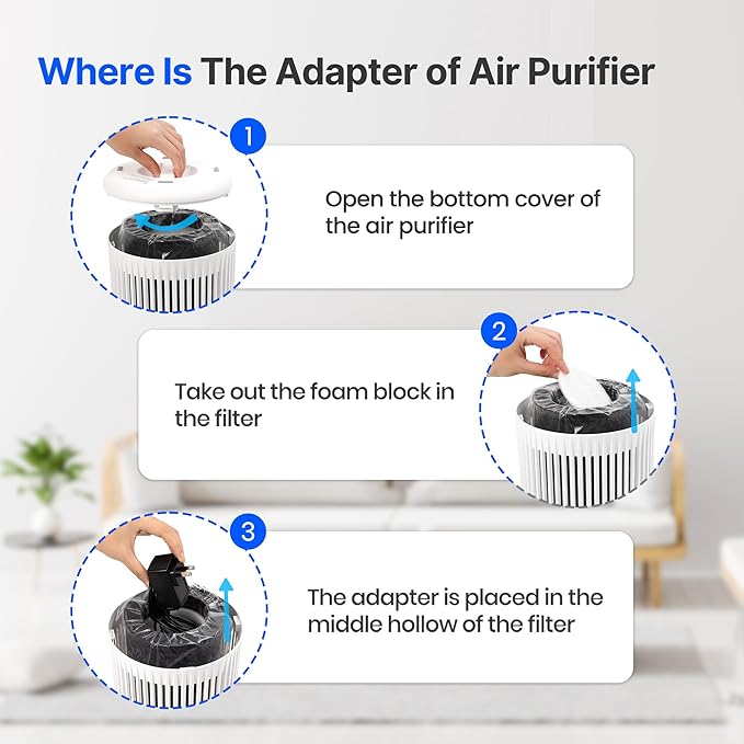 Air Purifiers for Bedroom Home with Sleep Mode for Smoke Pet Dander Odors, Small Air Purifier with Fragrance Sponge, Blue Ambient Light, 23dB Quiet, 2 Pack White