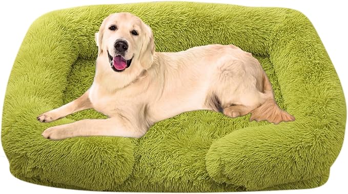 Dog Beds Large Sized dog Orthopedic, Sofa Dog Bed with Waterproof Lining and Nonskid Bottom, Rectangle Washable Dog Bed for Medium Small Dogs and Cats Comfortable ( Color : Green , Size : 43 x 27" )