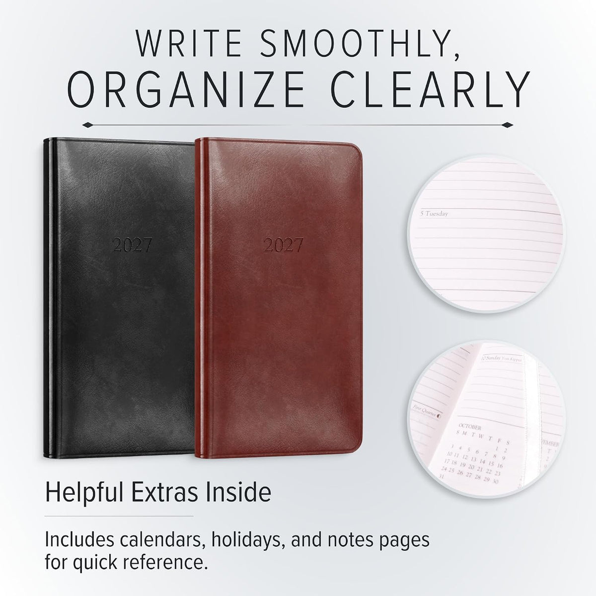 Gallery Leather Pocket Weekly Planner 2026-2027 Acadia Green