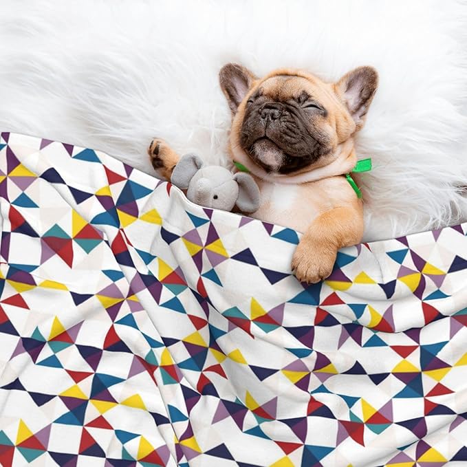 Double Sided Pet Bed Blanket for Added Cushion Warmth, Red Black Classical Retro Houndstooth Pattern, Reversible Cover with Textured Dot Surface for Existing Beds Standalone Mat