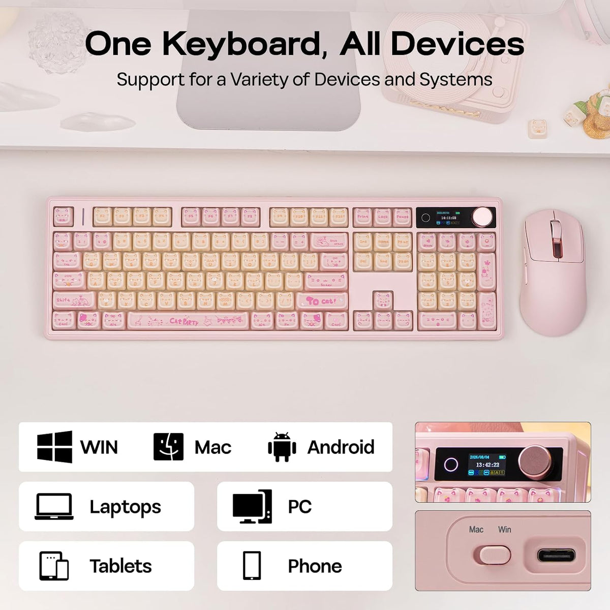 EPOMAKER TH108 V2 PRO Full Size Mechanical Keyboard with Screen&Knob