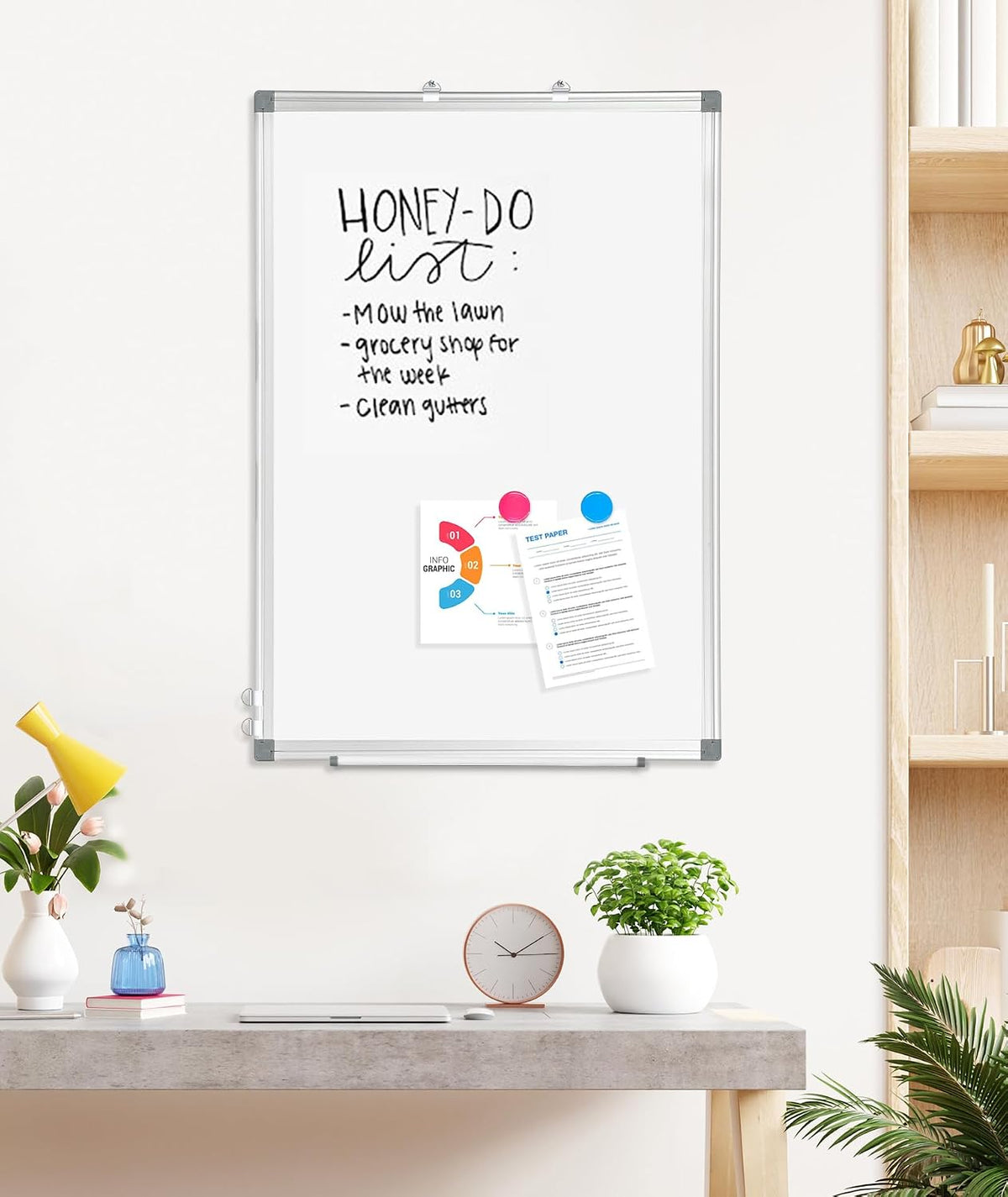 4 Pack Double-Sided Magnetic Aluminum Frame Whiteboard, 24" x 18"