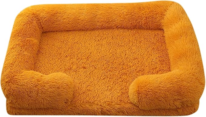 Dog Beds Large Sized dog Orthopedic, Sofa Dog Bed with Waterproof Lining and Nonskid Bottom, Rectangle Washable Dog Bed for Medium Small Dogs and Cats Comfortable ( Color : Orange , Size : 43 x 27" )