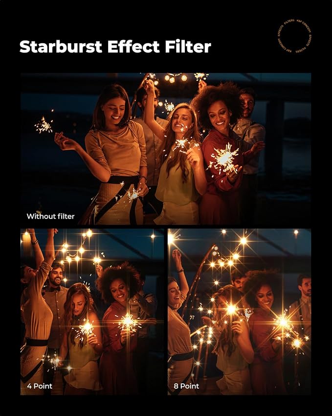 K&F CONCEPT 67mm Variable Star Filter Cross Screen Starburst Filter 4, 8 Points