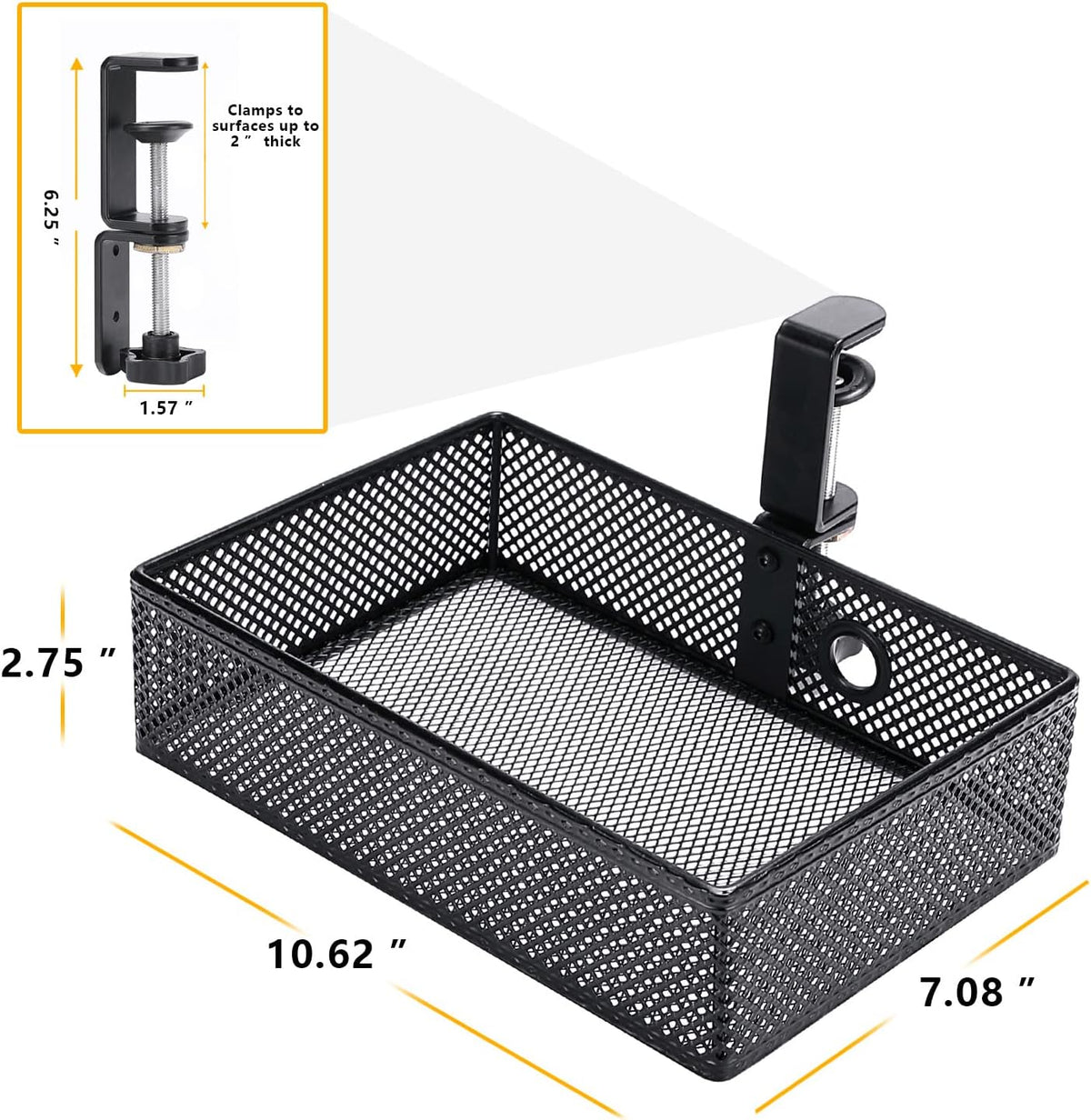 Under Desk Drawer, Clamp on Desk Organizer Hanging Desk Storage Under Table