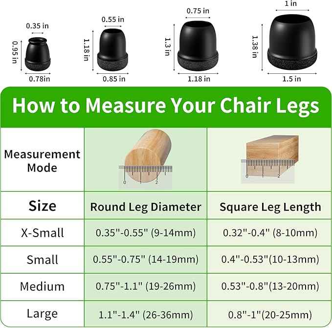 24 Pcs Chair Leg Protectors for Hardwood Floors, Silicone Felt Furniture Leg