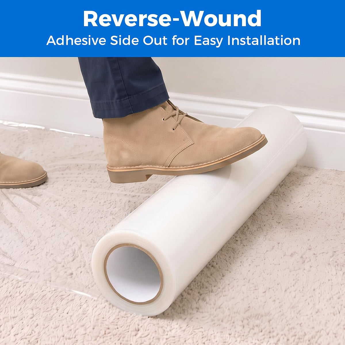 SWRT Carpet Protection Film - Self Adhesive Plastic Protector 36" x 200'