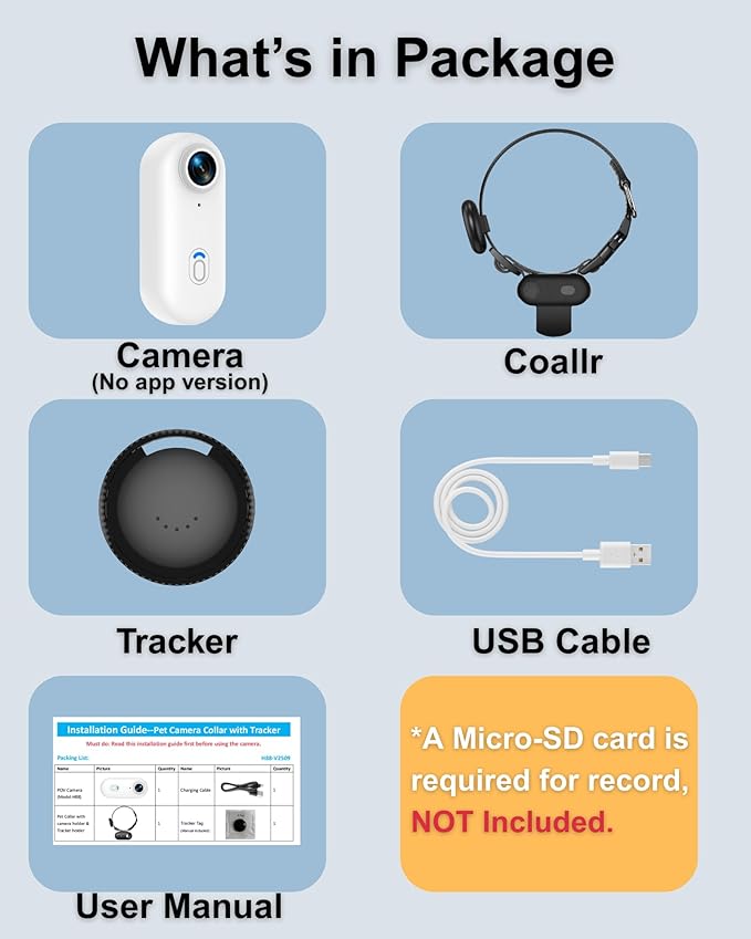Cat & Dog Camera Collar with Phone APP, 1080P HD Video Recording Pet Camera Collar – Lightweight Pet POV Cam for Curious Cats & Adventurous Pups