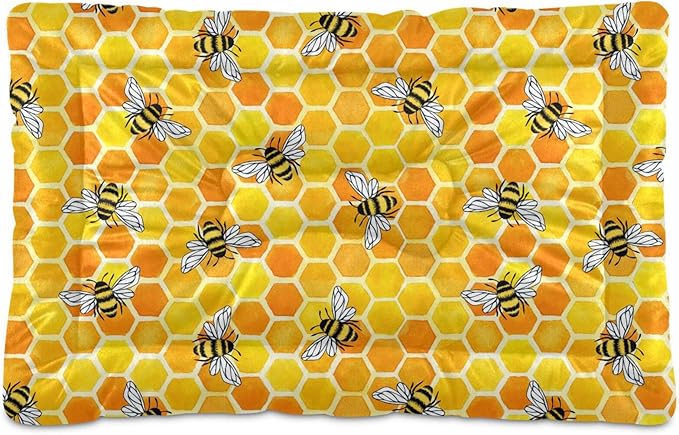 Pet Bed Honeycomb Bees Dog Bed Mat Absorbing Non Slip Pad Pet Sleeping Mat for Small, Medium, and Large Dogs Puppy Cat 36 in x 24 in