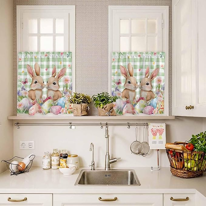 Easter Kitchen Curtains Set 3 Piece