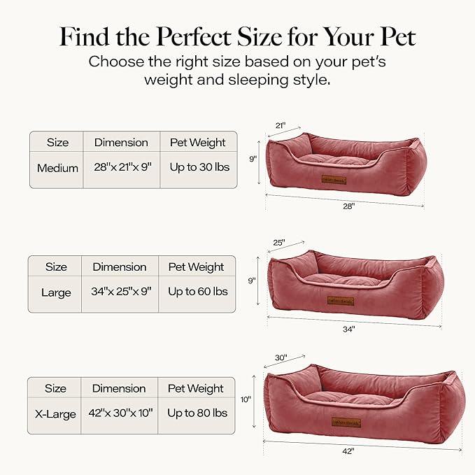 Modern Threads Luxury Dog Bed - Comfortable Tufted Velvet Cushion for Small to Large Dogs - Machine Washable - Durable & Cute Sleep Space for Pets - Pamper Your Pet with Cozy Beds - Rosewood