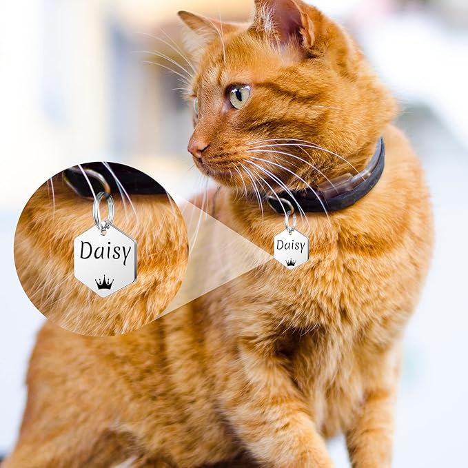 YEHANTI Personalized Dog Tags Engraved for Pets - Stainless Steel Custom Dog Cat Tag with Various Cute and Beautiful Icons, Double Sided Engraved Pet ID Tags Dog Name Tag, Hexagon