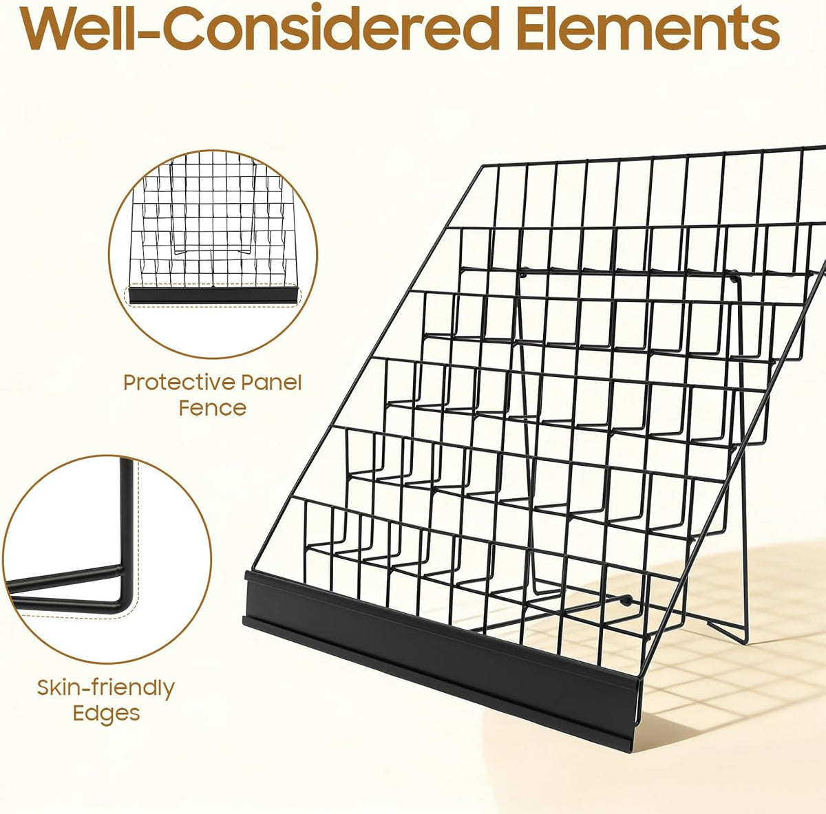 6 Tier Wire Book Display Rack Shelf, Black Book Signing Rack Tabletop Magazine Comic Display Racks for Library Classroom Picture Literature Brochure, Card Shelf Holder Stand 18" x 11" x 17.5"