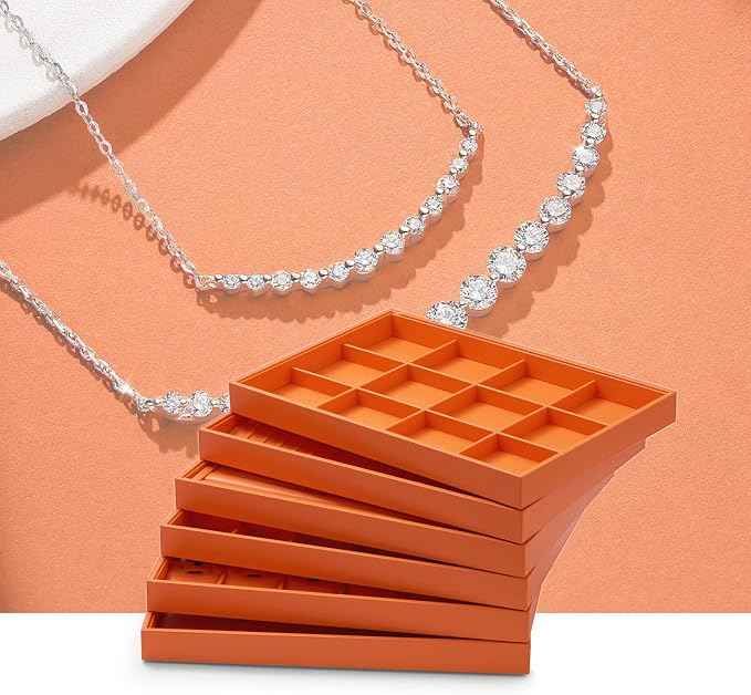 Oirlv Luxury Leather Jewelry Display Tray 24 Grid Jewelry Organizer Tray