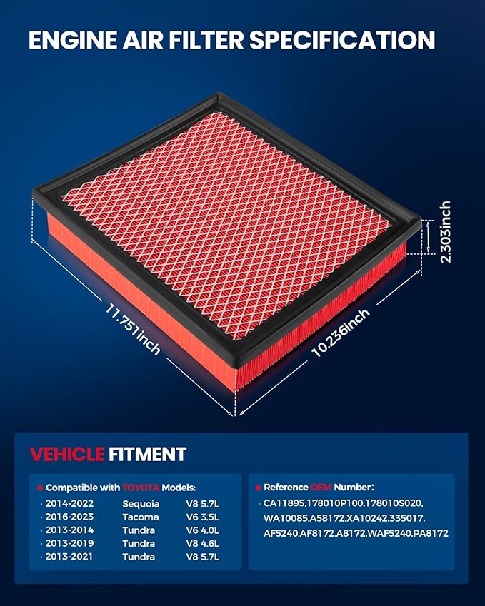 KAX Engine Air Filter CA11895 Compatible