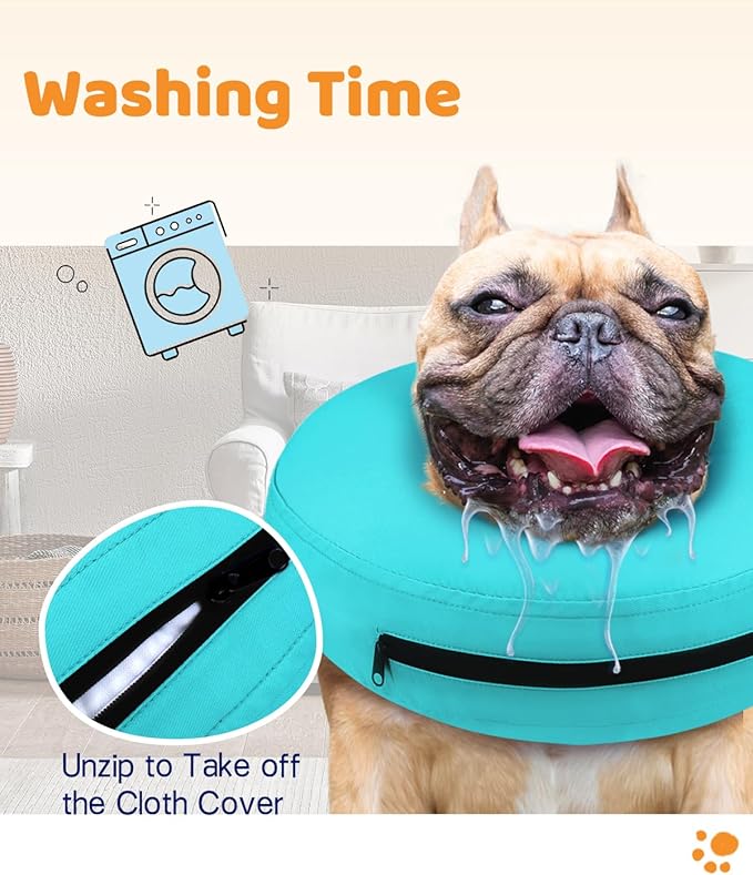 Supet Inflatable Dog Cone Collar Alternative After Surgery, Dog Neck Donut Collar Recovery E Collar to Stop Licking, Soft Dog Cone for Medium Large Dogs