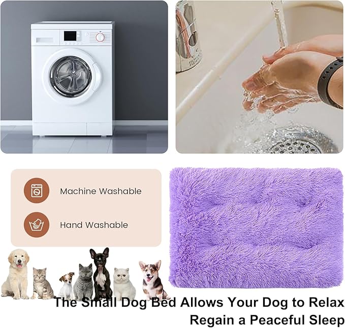 Dog Crate Mat, Dog Bed for Large Dogs, Comfy Fluffy Kennel Pad Anti-Slip for Dog beds & Furniture, Quilted Dog Bed for Pets for Medium/Small Dogs Cats (Color : Purple, Size : 36x25)