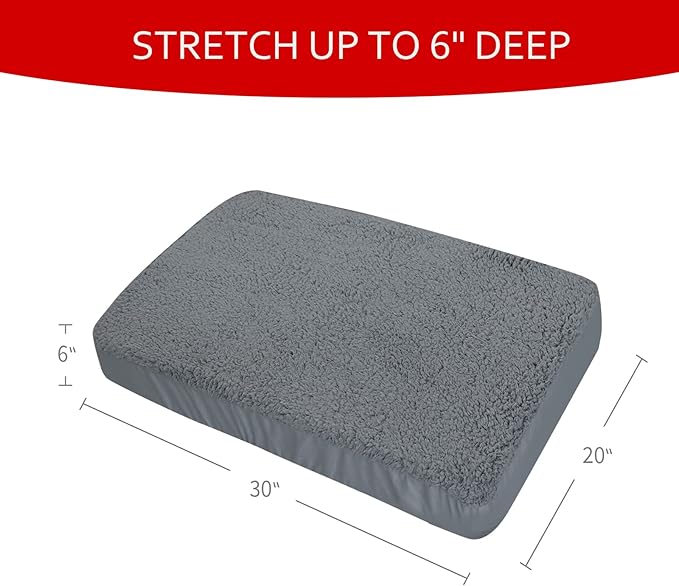 Dog Bed Covers 2 Pack Soft Plush Replacement Washable, Waterproof Pet Mattress Bed Liner Grey 30x20 Inches, for Dog/Cat, Cover Only