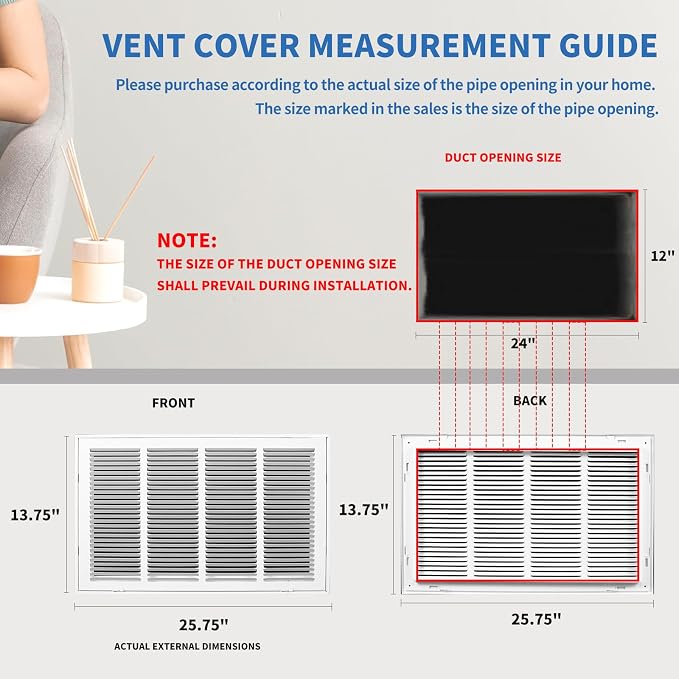 24x12 Return Air Grille, Return Air Vent Cover