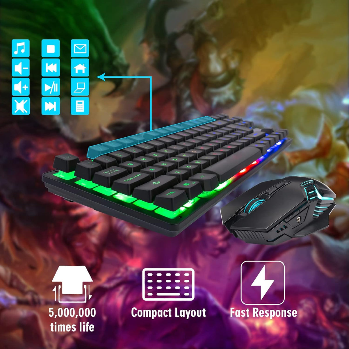 Gaming Wireless TKL Keyboard Mouse Rechargeable CHONCHOW G112