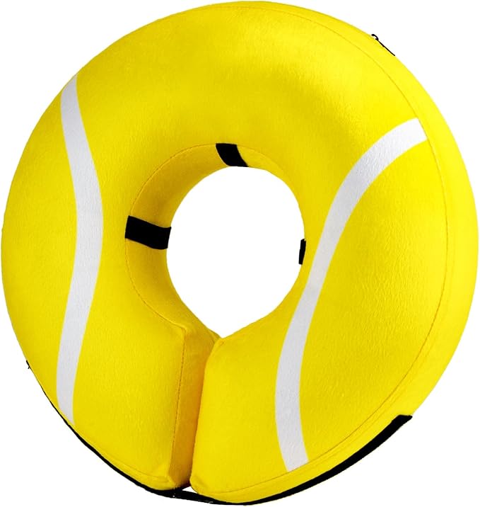BENCMATE Inflatable Dog Cone Collar Alternative, Soft Dog Cone for Small Medium Large Dogs and Cats, Neck Recovery ECollar Donut Collar After Surgery (Small, Tennis)