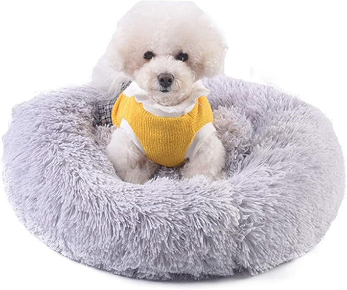 Warming Round Dog Bed for Small, Medium and Large Dogs & Cats, Short & Long Plush Pet Bed, Luxurious Faux Fur Donut Cuddler, Bolster Pet Bed & Sofa, Machine Washable 80CM 32Inch