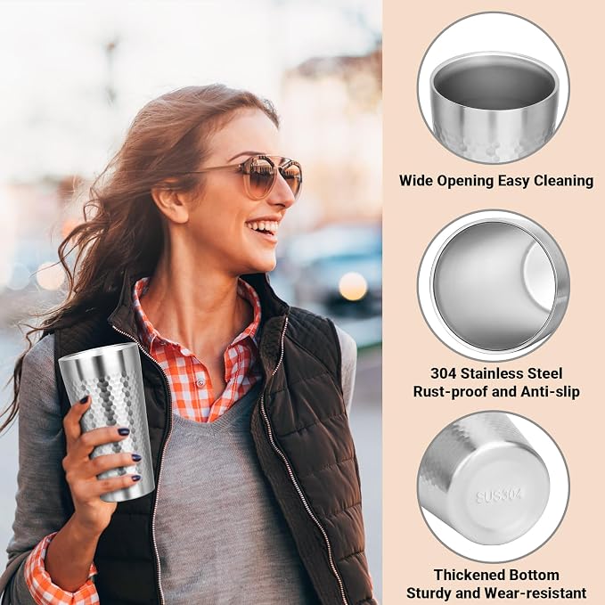 Metal Cup, 19 oz Insulated Tumbler, 12 Pack Double Wall Unbreakable Stackable